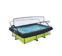 EXIT Toys Piscine Tubulaire Lime avec Dôme Multifonctionnel - 220x150x65cm - Piscine Hors Sol Rectangulaire avec Pompe Filtrante - Entrée Basse - pour l'eau de la Piscine Propre et Chaude - Vert