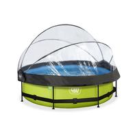 EXIT Lime Piscine Tubulaire ø300 - Piscine Hors Sol - avec Pompe de Filtration & Dôme - Rond - Vert