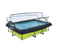 EXIT Toys Piscine Tubulaire Lime avec Dôme Multifonctionnel - 300x200x65cm - Piscine Hors Sol Rectangulaire avec Pompe Filtrante - Entrée Basse - pour l'eau de la Piscine Propre et Chaude - Vert