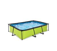 EXIT TOYS Piscine Lime - 300x200x65cm - Piscine Hors Sol Rectangulaire avec Pompe Filtrante à Cartouche - Entrée Basse - Idéal pour Les Jeunes Enfants - Cadre Stable - Design Unique - Vert