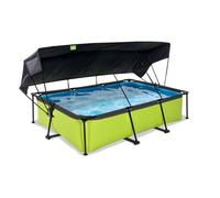 EXIT Toys Piscine Lime avec Voile d'Ombrage - 300x200x65cm - Piscine Hors Sol Rectangulaire avec Pompe Filtrante à Cartouche - Protection Optimale Contre Les Rayons UV - Entrée Basse - Vert
