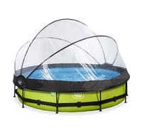 EXIT Toys Piscine Tubulaire Lime avec Dôme Multifonctionnel - ø360x76cm - Piscine Hors Sol Ronde avec Pompe Filtrante à Cartouche - Entrée Basse - pour l'eau de la Piscine Propre et Chaude - Vert