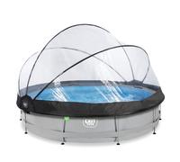 EXIT Soft Grey Piscine Tubulaire ø360 - Piscine Hors Sol - avec Pompe de Filtration & Dôme - Gris