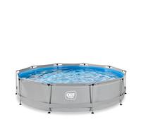 EXIT Soft Grey Piscine Tubulaire ø360 - Piscine Hors Sol - avec Pompe de Filtration - Rond - Gris