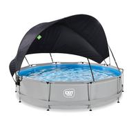 Piscine EXIT Soft Grey ø360x76cm avec pompe filtrante et voile d'ombrage - gris