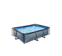 EXIT Stone Piscine Tubulaire 220x150x65cm - Piscine Hors Sol - avec Pompe de Filtration - Gris