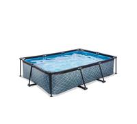 EXIT TOYS Piscine Stone - 300x200x65cm - Piscine Hors Sol Rectangulaire avec Pompe Filtrante à Cartouche - Entrée Basse - Idéal pour Les Jeunes Enfants - Cadre Stable - Design Unique - Gris