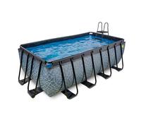 EXIT Stone Piscine Tubulaire 400x200x122cm - Piscine Hors Sol - avec Filtre à Sable - Gris