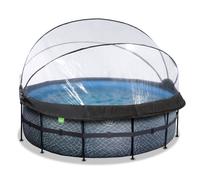 Piscine hors sol ronde EXIT TOYS 427x122cm + Dôme-STONE (Gris/Bleu)