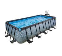 EXIT Stone Piscine Tubulaire 540x250x122cm - Piscine Hors Sol - avec Pompe de Filtration - Gris