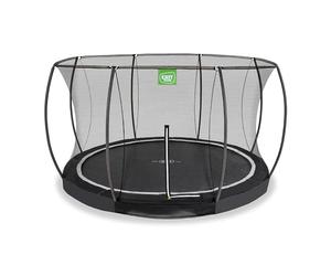 EXIT TOYS Black Edition Trampoline Ronde Encastrable - ø366cm - Système de Protection des Pieds - Filet de Sécurité avec Fermeture Éclair - Inoxydable - Trampoline Encastrable pour Enfan