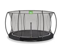 EXIT Toys Black Edition Trampoline Ronde Encastrable - ø427cm -Système de Protection des Pieds - Filet de Sécurité avec Fermeture Éclair - Inoxydable - Trampoline Encastrable pour Enfants - Noir