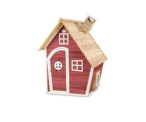 EXIT Toys Fantasia Lot de 100 cabanes de Jeu en Bois pour Enfants, avec cheminée, Montage Facile, 100% Bois de cèdre FSC, certifié TÜV, 128 x 108 x 171 cm, Rouge