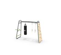 EXIT Toys Monkeybar avec Sac de Boxe - pour Jardin - Barres Push-Up, Station de Dips et Mur d'escalade - GetSet MB220 - 352 x 125 x 248 cm - Gris