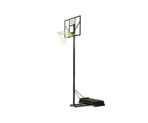 EXIT Toys Panneau de Basket Mobile Comet sur Roues avec Anneau de Dunk - Inclut Anneau de Dunk et Filet - Tableau Arrière Réglable en 6 Hauteurs - Basket-Ball pour Enfants et Adultes - Vert/Noir