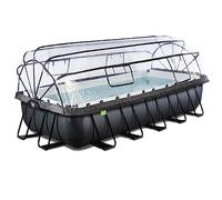 Piscine tubulaire rectangulaire - EXIT Toys - Black Leather - 540x250x100cm - Pompe filtrante à sable - Dôme