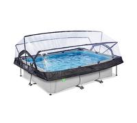 EXIT Toys Piscine Hors Sol Rectangulaire 300 x 200 x 65 cm avec Pompe Filtrante - avec Bâche Multifonctionnelle - Piscine Tubulaire à Cadre Acier - Certifiée TÜV CE en 16582 - Soft Grey Pool - Gris