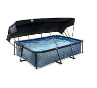 Piscine EXIT Stone 300x200x65cm avec pompe filtrante et voile d'ombrage - grise