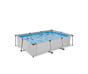 EXIT Toys Piscine Soft Grey - 300x200x65cm - Piscine Hors Sol Rectangulaire avec Pompe Filtrante à Cartouche - Entrée Basse - pour Les Jeunes Enfants - Cadre Stable - Design Unique - Gris