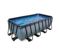 EXIT TOYS Piscine Stone - 400x200x122cm - Grande Piscine à Cadre rectangulaire avec Pompe à Filtre à Cartouche - Piscine Extra Profonde - Cadre Solide - Comprend échelle de Piscine - Gris