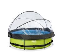 EXIT TOYS Piscine Tubulaire Lime avec Dôme Multifonctionnel - ø300x76cm - Piscine Hors Sol Ronde avec Pompe Filtrante à Cartouche - Entrée Basse - pour l'eau de la Piscine Propre et Chaude - Vert