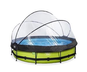 EXIT Toys Piscine Tubulaire Lime avec Dôme Multifonctionnel - ø360x76cm - Piscine Hors Sol Ronde avec Pompe Filtrante à Cartouche - Entrée Basse - pour l'eau de la Piscine Propre et Chaude - Vert