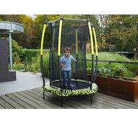 EXIT Toys Tiggy Junior Trampoline avec Filet de Sécurité - ø140cm - pour Tout-Petits - Utilisation Intérieure et Extérieure - avec Élastiques - avec Système de Protection des Pieds - Noir/Vert