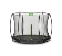 EXIT TOYS Trampoline Enterré Silhouette - ø244cm - Trampoline Rond Compact Extérieur pour Enfants - avec Filet de Sécurité et Système de Protection des Pieds - Bonne Puissance de Saut - Noir