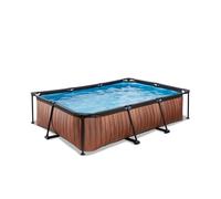 EXIT Wood Piscine Tubulaire 300x200x65cm - Piscine Hors Sol - avec Pompe de Filtration - Marron