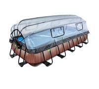 Piscine hors sol EXIT Piscine Wood 540x250x100cm avec pompe filtrante à sable et dôme et pompe à chaleur - marron