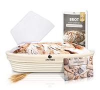 Exitoso Banneton pour Pain Ovale en Rotin Ø35cm 1Kg - Paniere Osier et Tissu Lin - Moule Long avec Lame Boulanger - Corbeille Tissu