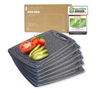 Exitoso Lot de 6 Planches à découper - Planche a Decouper Plastique - Poignée Facile à Saisir & Rainure de Jus - Passe au Lave-vaisselle, Antidérapante et Antibactérienne pour Viande, Légumes & Fruits