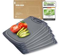 Exitoso Lot de 6 Planches à découper - Planche a Decouper Plastique - Poignée Facile à Saisir & Rainure de Jus - Passe au Lave-vaisselle, Antidérapante et Antibactérienne pour Viande, Légumes & Fruits