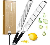 EXITOSO - Lot de 2 Râpes Zesteur Mandoline Acier Inoxydable - Zesteur Agrumes Rappe Zeste Citron Râpe Zesteur Rappe Truffe Rappe Parmesan Rape Épices Fromage Râpé Ail Muscade Cannelle Carrotes