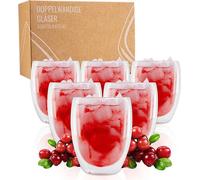EXITOSO Verres à Latte Macchiato - Lot de 6 - en verre borosilicaté à double paroi