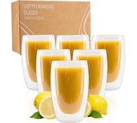 EXITOSO Verres à Latte Macchiato - Lot de 6 - en verre borosilicaté à double paroi