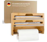 EXITOSO Zewa Coupe-papier essuie-tout en bambou - Porte-rouleau mural sans perçage - Pratique suspendu