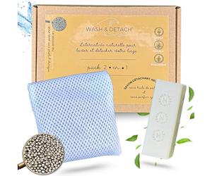 EXKITCH® Lessive Écologique Réutilisable 2-en-1 - Sachet Lavage + Savon Détachant Artisanal - 350 Lavages - 1 AN - Zéro Déchet, Bébé & Peaux Sensibles - Nouvelle Version