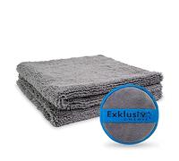 Exklusiv Chemie® 2X Chiffons en Microfibres sans Bord Q4 620 GSM + éponge pour polir à la Main | Absorbant, ne Peluche Pas & n'abîme Pas la Peinture | Chiffons Extra Doux | 40 x 40 cm