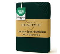 EXKLUSIV HEIMTEXTIL Drap-housse en jersey de qualité supérieure - 90-100 x 200 cm - Vert foncé