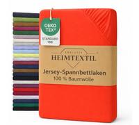 EXKLUSIV HEIMTEXTIL Drap-Housse en Jersey élastique, Coton, Rouge, 90-100 x 200 cm