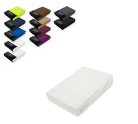 EXKLUSIV HEIMTEXTIL Drap-housse en tissu éponge - 120 x 200 cm - 80 % coton et 20 % polyester - Certifié Öko-Tex - Qualité de marque - Hauteur du matelas jusqu'à 25 cm - Blanc