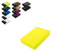 EXKLUSIV HEIMTEXTIL Drap-housse en tissu éponge - 140-160 x 200 cm - 80 % coton, 20 % polyester - Certifié Öko-Tex - Qualité de marque - Hauteur du matelas jusqu'à 25 cm - Jaune