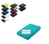 EXKLUSIV HEIMTEXTIL Drap-housse en tissu éponge - 200 x 220 cm - 80 % coton, 20 % polyester - Certifié Öko-Tex - Qualité de marque - Hauteur du matelas jusqu'à 35 cm - Turquoise