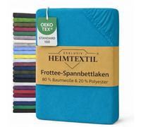 EXKLUSIV HEIMTEXTIL Drap-housse en tissu éponge - 90 x 200 cm - 80 % coton, 20 % polyester - Certifié Öko-Tex - Qualité de marque - Hauteur du matelas jusqu'à 25 cm - Turquoise
