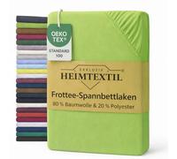 Exklusiv Heimtextil Drap-housse en tissu éponge avec élastique, Coton, vert pomme, 140 - 160 x 200 cm