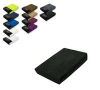 Exklusiv Heimtextil Drap-housse en tissu éponge avec élastique, Fibres synthétiques, Noir , 180 - 200 x 200 cm