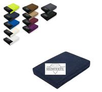 EXKLUSIV HEIMTEXTIL Drap-housse en tissu éponge, marque 120 x 200 cm, 80 % coton, 20 % polyester, certifié Öko-Tex - Qualité de marque, hauteur du matelas jusqu'à 25 cm, bleu marine