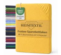 EXKLUSIV HEIMTEXTIL Drap-housse en tissu éponge, marque 70 x 140 cm, 80 % coton, 20 % polyester, certifié Öko-Tex, qualité de marque, hauteur de matelas jusqu'à 10 cm, jaune