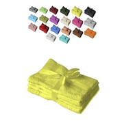 EXKLUSIV HEIMTEXTIL - Ensemble de serviettes de toilette avec nœud - Marque - Lot de 4 serviettes - 50 x 100 cm - Jaune